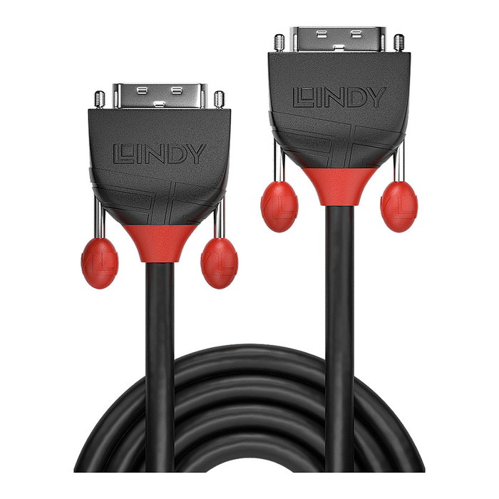 Lindy 36252 Cable DVI a DVI Negro 2m, Cable de Vídeo Digital DVI-D Macho a Macho