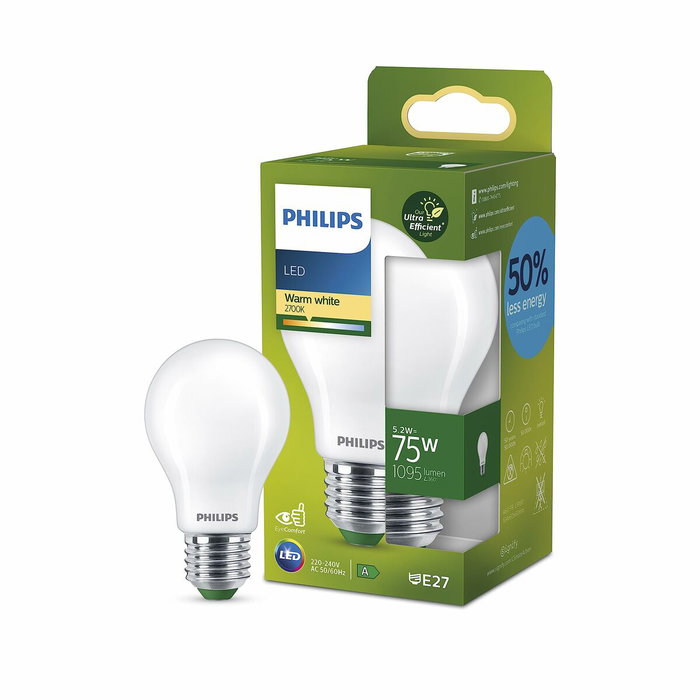 Philips Bombilla LED Classic A70 E27 5,2W 2700K