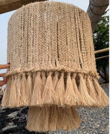 DKD Home Decor Pantalla Fibra Metal 40x40x50 Natural