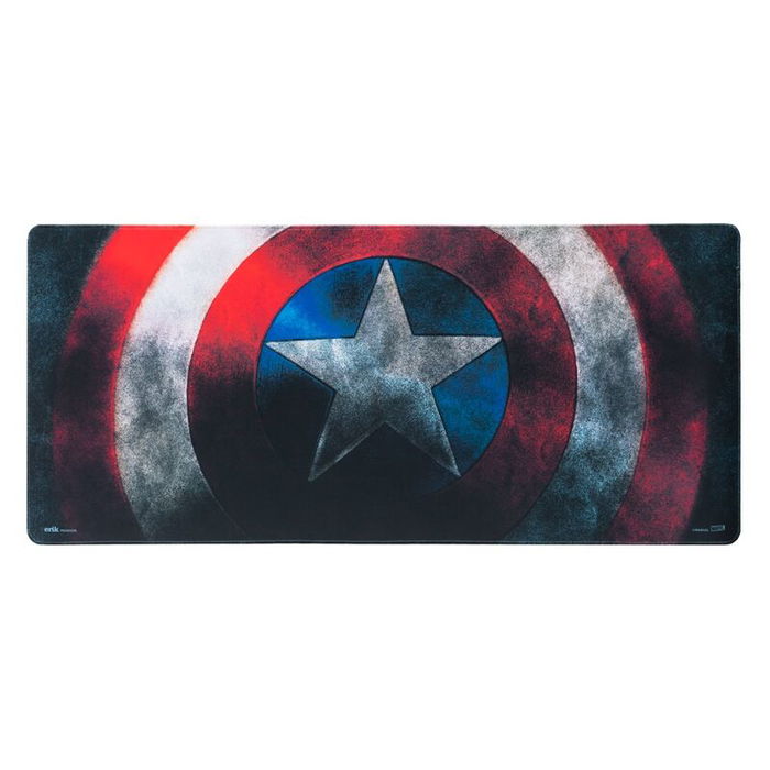 ERIK Alfombrilla Gaming Capitán América Marvel Tamaño 80x35cm Superficie Textil Impermeable Base Goma Antideslizante Bordes Reforzados
