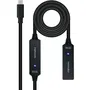 Nanocable 10.01.1312 Cable USB Tipo-C 3.2 Macho-Hembra con Amplificador, Prolongador Activo 10m Negro