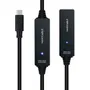 Nanocable 10.01.1312 Cable USB Tipo-C 3.2 Macho-Hembra con Amplificador, Prolongador Activo 10m Negro