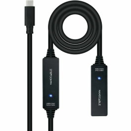 Nanocable Cable Prolongador USB 3.2 Gen1 USB-C Macho a USB-C Hembra 10 m Negro