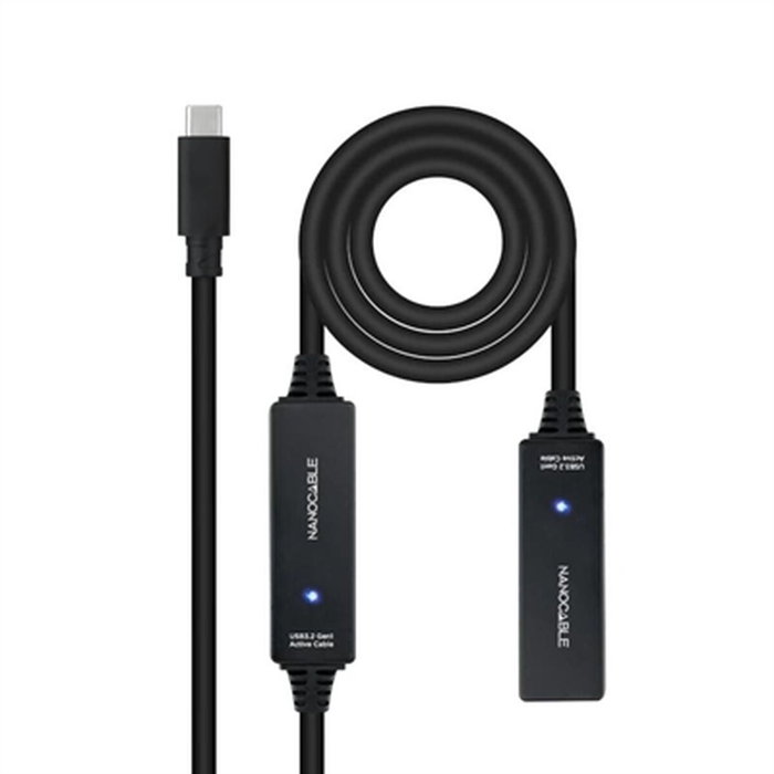 Nanocable Cable Prolongador USB 3.2 Gen1 USB-C Macho a USB-C Hembra 10 m Negro Nanocable Cable Prolongador USB 3.2 Gen1 USB-C Macho a USB-C Hembra 10 m Negro