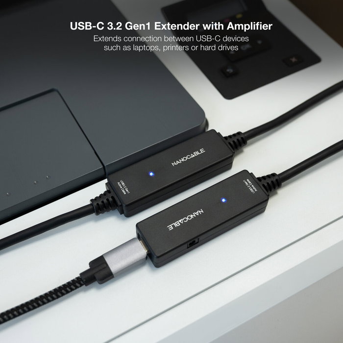 Nanocable Cable Prolongador USB 3.2 Gen1 USB-C con Amplificador 10m Negro Nanocable Cable Prolongador USB 3.2 Gen1 USB-C con Amplificador 10m Negro