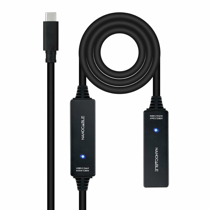 Nanocable Cable Prolongador USB 3.2 Gen1 USB-C Macho a USB-C Hembra 10 m Negro Nanocable Cable Prolongador USB 3.2 Gen1 USB-C Macho a USB-C Hembra 10 m Negro