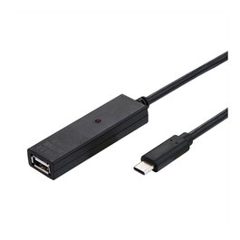 VALUE Cable USB 2.0 Activo Extensión 20 metros Negro con Repeater, USB A Hembra a USB C Macho, Conector Recto, Plug and Play, 12.99.1114