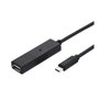 VALUE Cable USB 2.0 Activo Extensión 20 metros Negro con Repeater, USB A Hembra a USB C Macho, Conector Recto, Plug and Play, 12.99.1114