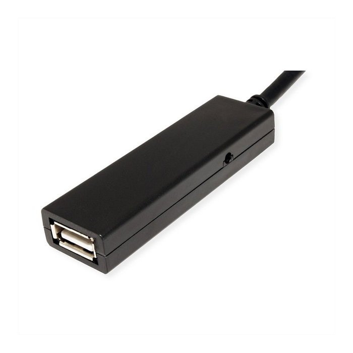 VALUE Cable USB 2.0 Activo Extensión 20 metros Negro con Repeater, USB A Hembra a USB C Macho, Conector Recto, Plug and Play, 12.99.1114