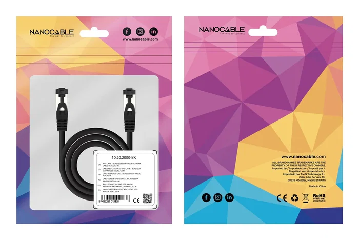 Nanocable 10.20.2003-BK Cable de Red Cat8.1 S/FTP Negro, 40 Gbps, 2 GHz, 3 Metros, SSTP (S-STP), AWG26, Cobre, LSZH, RJ45