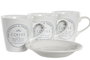 DKD Home Decor Set de 6 Tazas de Café Blanco Gres Metal 12 x 2 x 12 cm