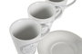 DKD Home Decor Set de 6 Tazas de Café Blanco Gres Metal 12 x 2 x 12 cm