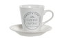 DKD Home Decor Set de 6 Tazas de Café Blanco Gres Metal 12 x 2 x 12 cm