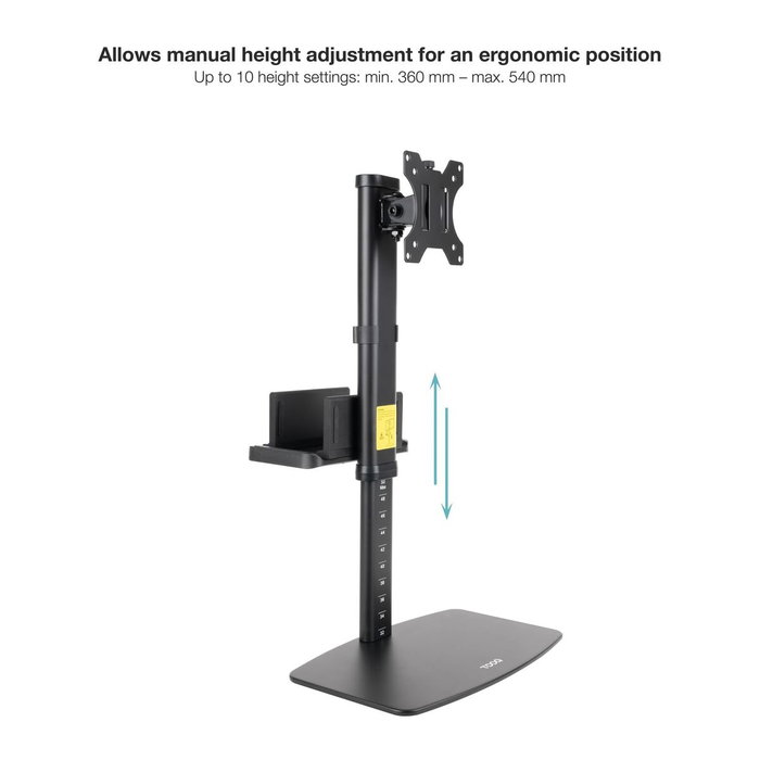 Tooq Soporte de Mesa para Monitor 17-27 Pulgadas con Soporte para CPU, Negro