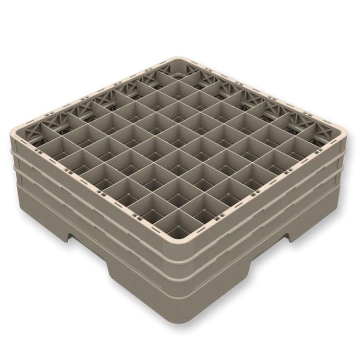 VOLLRATH PUJADAS Cesta Almacenaje y Transporte PUJ Cód. 5710.49 - Base + 3 Alturas Extensibles, 49 Compartimentos, Cerrada, Apilable, Polímero Resistente a 95°C