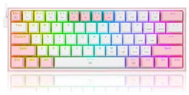 Redragon K617 Fizz RGB white/pink Teclado Mecánico Gaming 61 Teclas USB-C Cable 1.5m Blanco