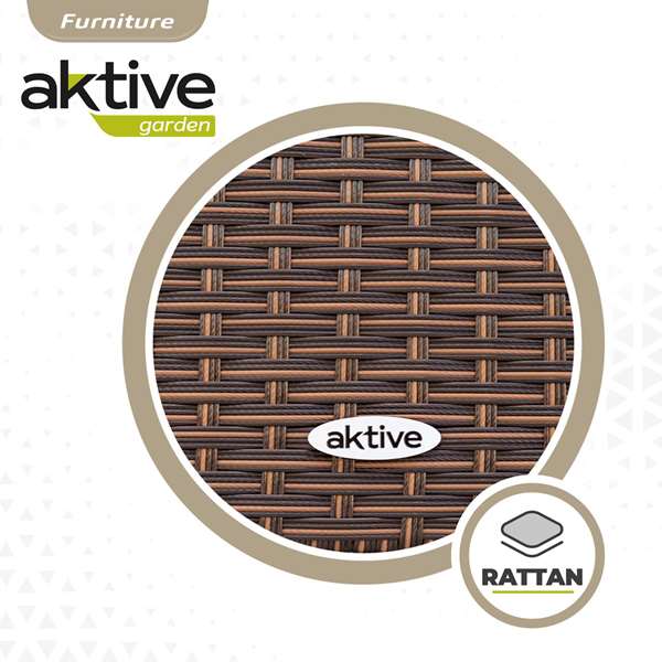 Aktive Conjunto de Mesa (100x75 cm) + 4 Sillas (60x61x84 cm) Acero, Ratán, Cristal y Poliéster Aktive Conjunto de Mesa (100x75 cm) + 4 Sillas (60x61x84 cm) Acero, Ratán, Cristal y Poliéster