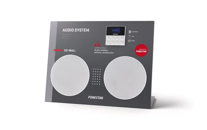 Fonestar KS-WALL Kit de sonido con 2 altavoces de techo y amplificador de pared