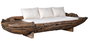 DKD Home Decor Sofá de 3 plazas en raíz de teca reciclada Marrón y Blanco