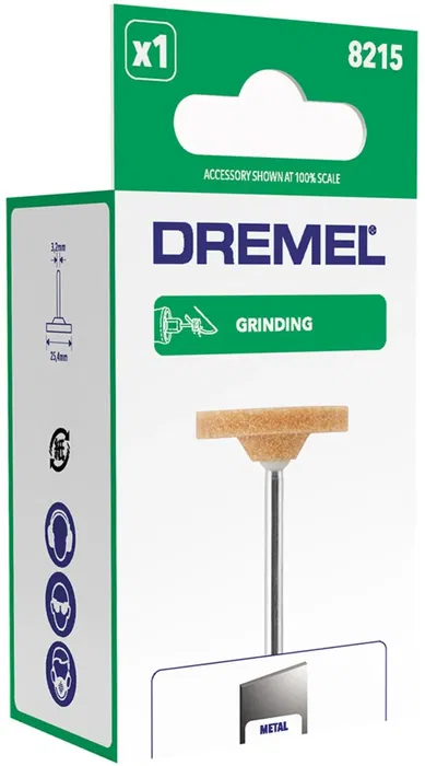 Dremel 8215 Muela Abrasiva Óxido de Aluminio para Metales, Fundición, Soldaduras, Remaches, Óxido, Afilar, Desbarbar y Esmerilar