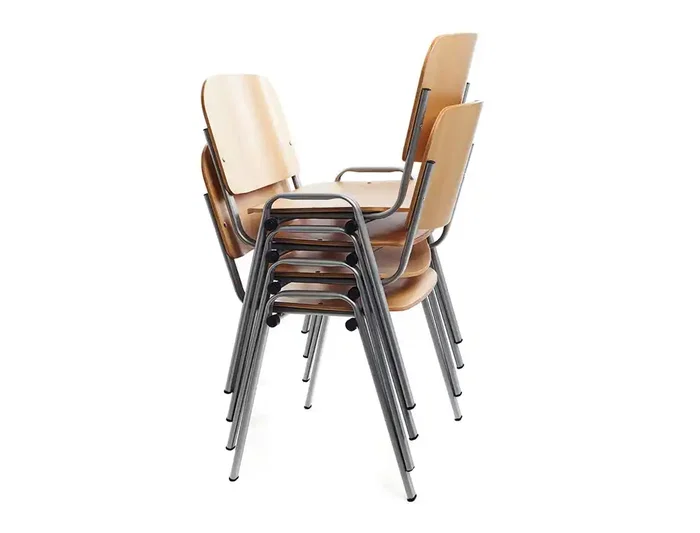 Rocada Silla Confidente 570x410x810 mm Estructura Metálica Asiento y Respaldo Madera Natural