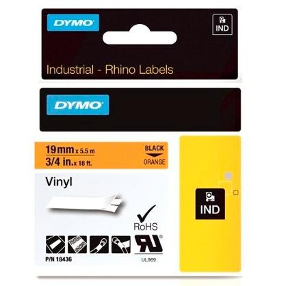 Dymo Rhino ID1-19 Cinta de Etiquetas de Vinilo Negro sobre Naranja Dymo Rhino ID1-19 Cinta de Etiquetas de Vinilo Negro sobre Naranja