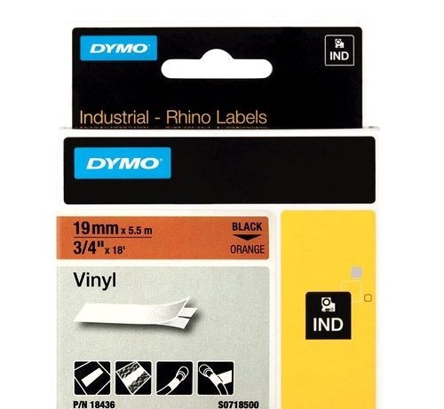 Dymo Rhino Cinta ID1-19 Negro/naranja Vinilo 19mm x 5,5m Dymo Rhino Cinta ID1-19 Negro/naranja Vinilo 19mm x 5,5m