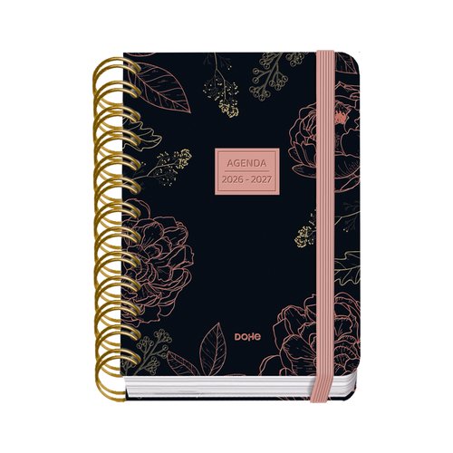 DOHE Agenda Escolar Premium Wire-O 2026-27 A6 con Tapa Extra y Goma Noir DOHE Agenda Escolar Premium Wire-O 2026-27 A6 con Tapa Extra y Goma Noir