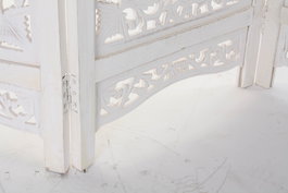 DKD Home Decor Biombo Indio Blanco 3 Puertas 150x182.5 cm con 3 Estantes, Mango y MDF