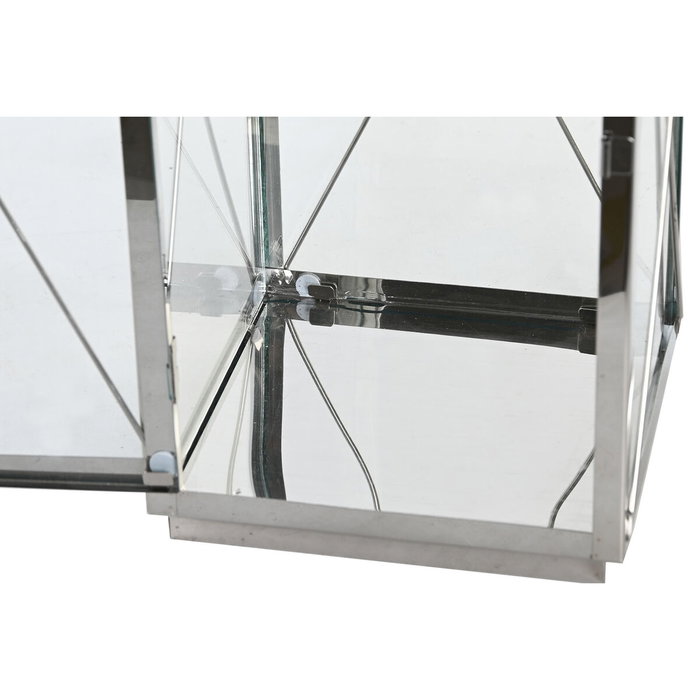 DKD Home Decor Set de 2 Farolas de Acero y Cristal Cromado y Negro DKD Home Decor Set de 2 Farolas de Acero y Cristal Cromado y Negro
