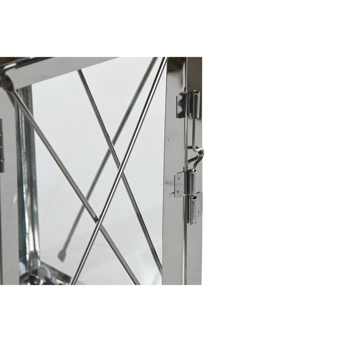 DKD Home Decor Set de 2 Farolas de Acero y Cristal Cromado y Negro DKD Home Decor Set de 2 Farolas de Acero y Cristal Cromado y Negro