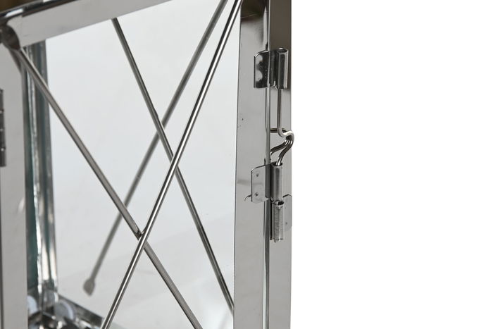 DKD Home Decor Farola Moderna Negro Acero y Cristal Set 2 Unidades 18 x 43 x 18 cm