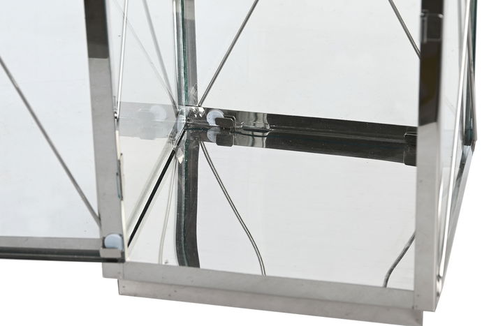 DKD Home Decor Farola Moderna Negro Acero y Cristal Set 2 Unidades 18 x 43 x 18 cm