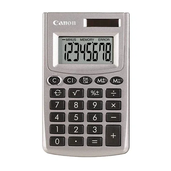 Canon LS-270L - Calculadora de Bolsillo con Pantalla de 8 Dígitos y Alimentación por Batería y Panel Solar (Plata)