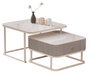 DKD Home Decor Mesa Centro Glam Blanco Piedra Sinterizada y Metal Set de 2 70x45x70 cm