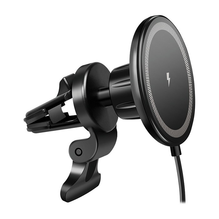 LogiLink Cargador inalámbrico para coche con soporte para smartphone 15W, redondo