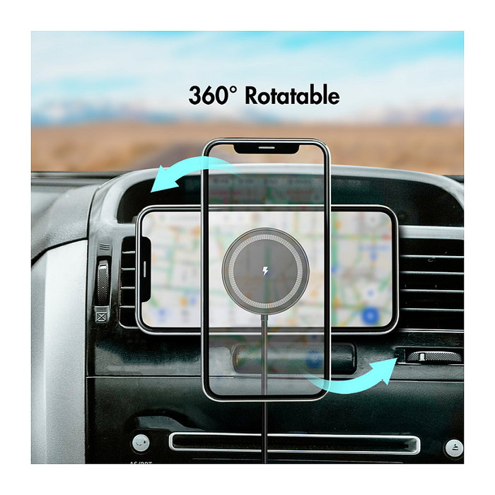 LogiLink Cargador inalámbrico para coche con soporte para smartphone 15W, redondo