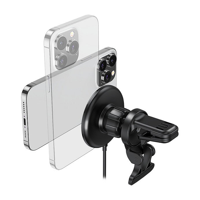 LogiLink Cargador inalámbrico para coche con soporte para smartphone 15W, redondo