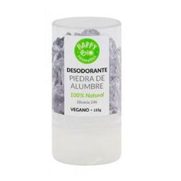 HAPPY BIO Desodorante Piedra De Alumbre 115 Gr 24h Natural Vegano Sin Perfume Sin Alcohol