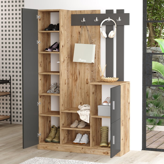 Hanah Home Dd7-Aa Recibidor Perchero 113.6x179.7x37.5 cm Tablero de Partículas Recubierto de Melamina Diseño Moderno Pino Atlántico y Antracita Hanah Home Dd7-Aa Recibidor Perchero 113.6x179.7x37.5 cm Tablero de Partículas Recubierto de Melamina Diseño Moderno Pino Atlántico y Antracita