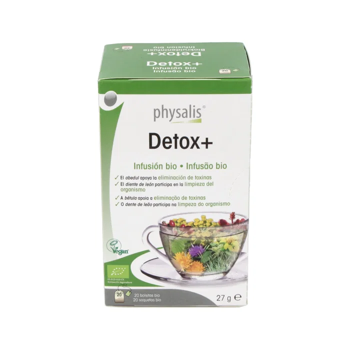 PHYSALIS Detox+ Infusión 20 Filtros Bio - Con Abedul, Ortiga, Diente de León, Vara de Oro, Grama, Hibisco, Rosa Silvestre PHYSALIS Detox+ Infusión 20 Filtros Bio - Con Abedul, Ortiga, Diente de León, Vara de Oro, Grama, Hibisco, Rosa Silvestre