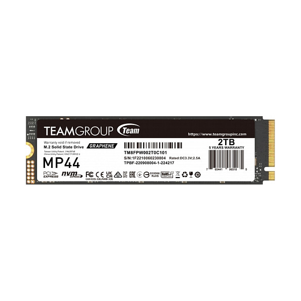 Team Group MP44 2TB SSD M.2 2280 NVMe PCIe 4.0 x4 - Lectura 7400 MB/s, Escritura 7000 MB/s Team Group MP44 2TB SSD M.2 2280 NVMe PCIe 4.0 x4 - Lectura 7400 MB/s, Escritura 7000 MB/s