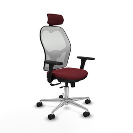 PIQUERAS Y CRESPO Silla de oficina Jorquera con mecanismo Sincro/Traslack, Granate y Blanco