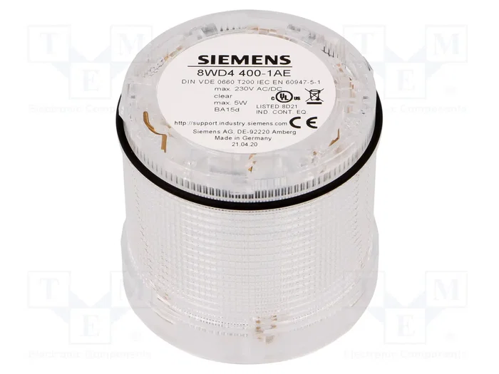 SIEMENS 8WD4400-1AE Módulo de automatización señalizador luminoso transparente SIEMENS 8WD4400-1AE Módulo de automatización señalizador luminoso transparente