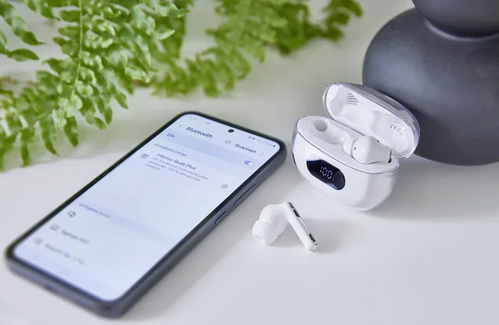 Intenso T312AE - Auriculares Inalámbricos True Wireless Bluetooth 5.4, Cancelación Activa de Ruido (ANC), Modo Transparencia, Autonomía 25h, USB-C, Color Blanco