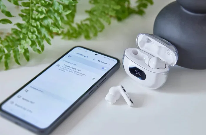 Intenso T312AE - Auriculares Inalámbricos True Wireless Bluetooth 5.4, Cancelación Activa de Ruido (ANC), Modo Transparencia, Autonomía 25h, USB-C, Color Blanco