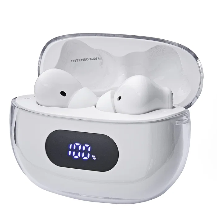 Intenso T312AE - Auriculares Inalámbricos True Wireless Bluetooth 5.4, Cancelación Activa de Ruido (ANC), Modo Transparencia, Autonomía 25h, USB-C, Color Blanco