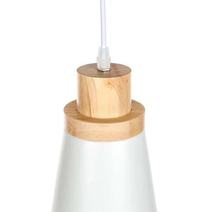 SKD Lámpara Colgante Margot de Aluminio y Madera, Blanco, 220x130 mm