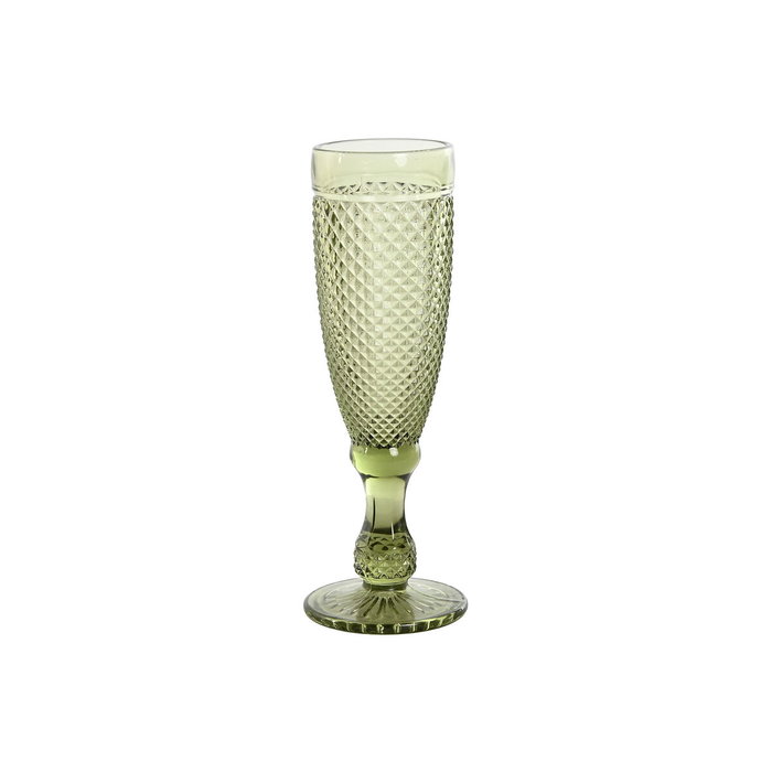 DKD Home Decor Set de 6 Copas de Cristal Grabado Verde 150ml