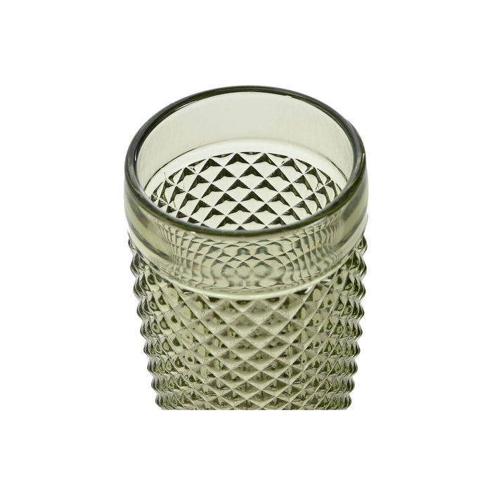 DKD Home Decor Set de 6 Copas de Cristal Grabado Verde 150ml